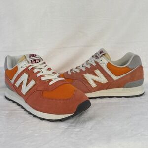 New Balance 574 U574RCB Mens 9D Orange Suede Lace Up Lifestyle Sneakers Shoe